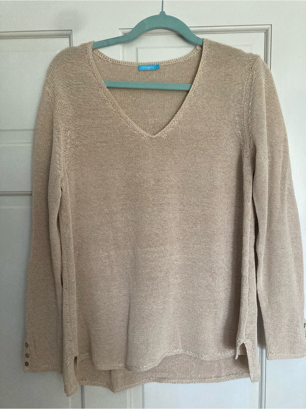 J. McLaughlin Lightweight V-Neck Sweater in Beige